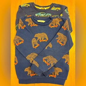 Kids Blue Sweatshirt Bundle - one with cars and one with bears. Age 4-5 years